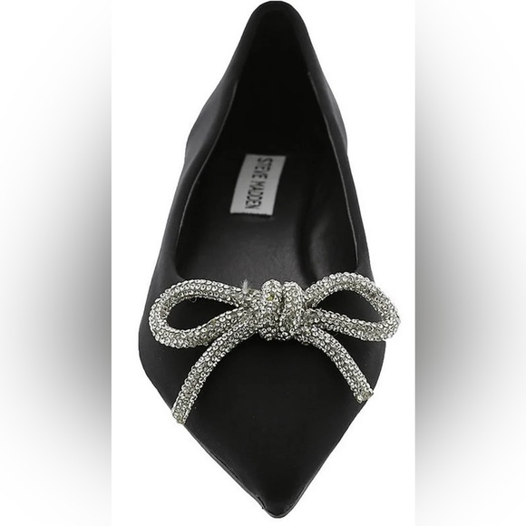 Steve Madden Black Elina Satin Bow Embellished Ballet Flats Flats - Picture 7 of 7